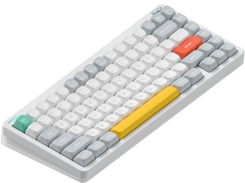 nuphy Halo75 V2 Kyeboard de jeu mécanique, clavier Bluetooth 75 % sans fil remplaçable à chaud, clavier rétroéclairé RVB 83 Kyes, prend en charge Bluetooth/2,4 GHz/USB-C (blanc, menthe (37 gf))