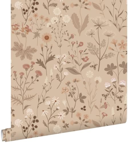 ESTAhome tapet vilda blommor sandfärgat 53 cm x 10.05 m