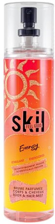 SKIL - Brume Parfumée Femme ENERGY - Collection Feel Good - Parfum Musc Ambre - Flacon Vaporisateur 250 ml - Fabriqué en France à Grasse