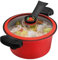 Micro Pressure Cooker, 22cm 3.5L Small Pot with Lock Handles & Lid, Mini Pressure Cooking Pot, Non-stick Stockpot for Gas, Induction, Electric Stoves (Red)