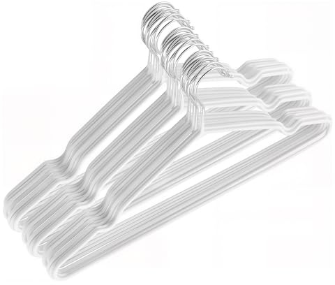 CHUIFAI 60 grucce in metallo bianco, 40 cm, in plastica, rivestite in metallo, salvaspazio, antiscivolo, per cappotti, camicie, pantaloni, giacche