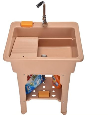 Lavandino in plastica con lavatoio e rubinetto, resistente vasca per la lavanderia per casa, garage, cantina e giardino
