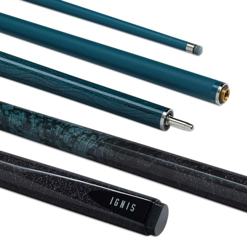 POWERGLIDE Ignis Queue de Billard en Fibre de Carbone et Fibre de Verre 2 pièces 50/50 | Ultra Lisse Haute Brillance | 538,6 g | Taille complète 144,8 cm | Pointe de 10 mm | Design Noir
