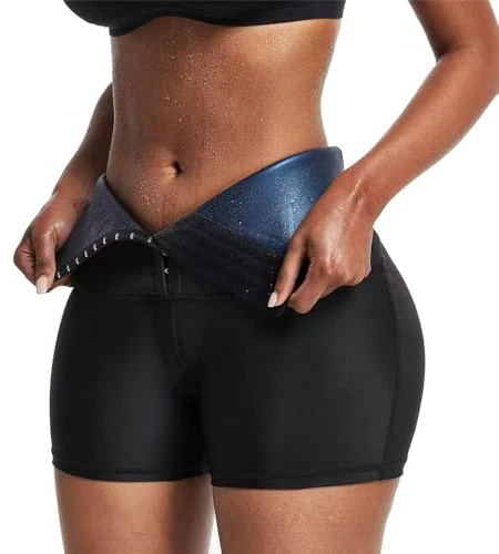 XFSRG Pantalones Sauna Mujer Corto Pantalón de Sudoración Cintura Alta Leggins Reductores Ajustable Adelgazantes Pantalon Neopreno Térmicos Mallas Fitness Push Up para Deporte Running Yoga