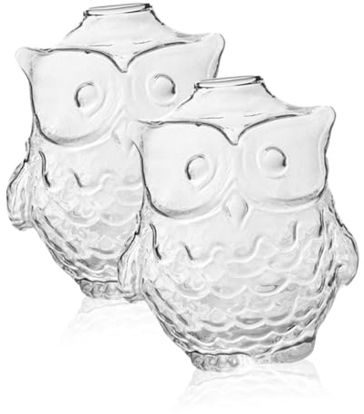 LALAFINA 2Pcs Glass Flower Container Owl Shape Hydroponic Vase Clear Planter for Home Office Garden Decor Flower Arranging Centerpieces