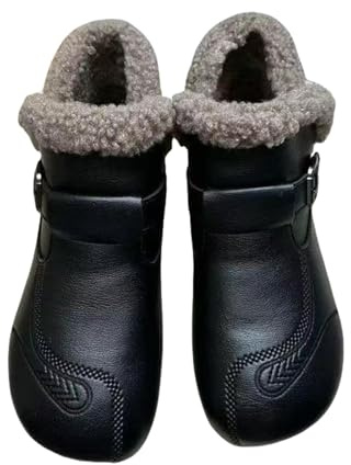 YYDPYZBD Scarpe Stivaletti da Donna - Stivali Invernali in Ecopelle con Suola Antiscivolo Finiture Pelliccia Sintetica-nero-39