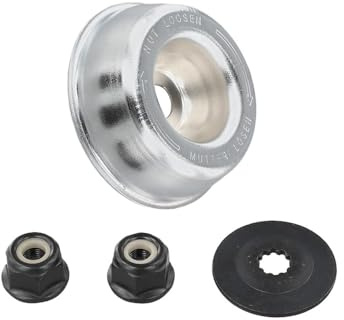 Kit de fijación de hoja de metal para desbrozadoras, incluye tuercas de cuello M8 × 0.5LH y M10 × 1.0LH, arandela de empuje, placa de conductor, compatible con FS44/FS55/FS74/FS85/FS90/FS100/FR130T