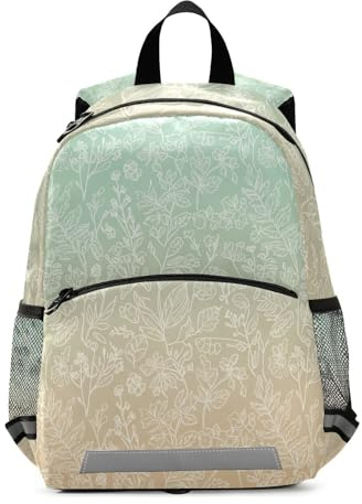 RPLIFE Mochila para niñas pequeñas con correa, diseño botánico de menta degradada, mochila escolar para niños, mini mochilas preescolares, 3-6 años, mediana