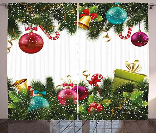 ABAKUHAUS Natale Tenda, Capodanno saluto, Casa Arredamento Elemento Distintivo Due Pannelli Set, 280 x 260 cm, Magenta verde