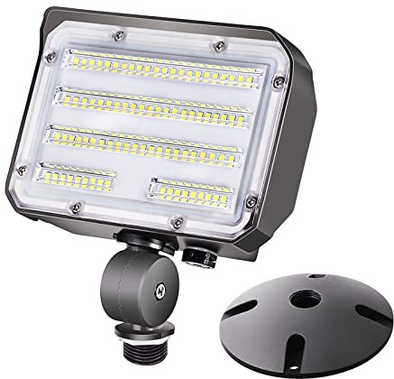 SZGMJIA Luz de inundación LED de 60 W con nudillos, accesorio de seguridad para exteriores, fotocélula del atardecer al amanecer, 5000 K, 7,800 lm (equivalente a 300 W), 100-277 V, IP65, impermeable,