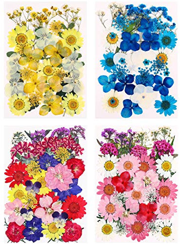 Gaosaili 132pcs Dried Pressed Flowers Colorful Natural Dried Flowers Leaves Petals for DIY Candle Resin Jewelry Nail Pendant Crafts Making and Decoration Supply
