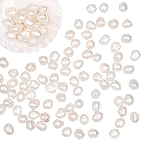 NBEADS Circa 124pz 5~6.5mm Perle di Perle D'Acqua Dolce Coltivate Naturali, Perla D'Acqua Dolce Bianca Lucidata A Due Lati per La Creazione di Gioielli Artigianali, Bianco Crema