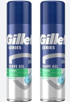 2 x 200ml Men Shaving Gel Aloe Vera Sensitive Skin Face Fresh Scent