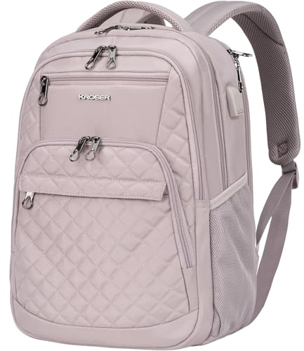 KROSER School Laptop Backpack 17.3 Inch Large Travel Computer Backpack Water-Repellent Daypack with USB Charging Port & Headphone Interface RFID Pockets