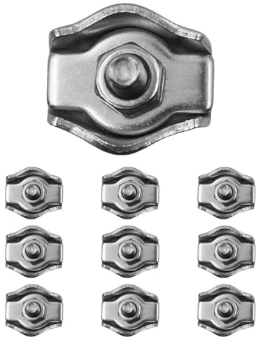 10 abrazaderas M3 ZONADAH para cable de alambre simplex, abrazadera de cable de acero inoxidable para abrazaderas de conexión de cable de alambre, adecuadas para la fijación de cables de acero y