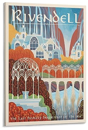 Retro Reise-Poster Herr der Ringe, Ravendale, Leinwand-Kunstposter und Wandkunst, Bild, Druck, moderne Familiendekoration, Poster, 30 x 45 cm