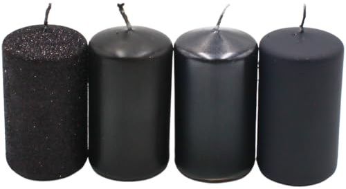Candela a pilastro, candele dell'Avvento, candele a corona dell'Avvento, colore nero, diverse sfumature di colore, dimensioni: 7 x 4 cm, 250 g, durata 4 x 10 h