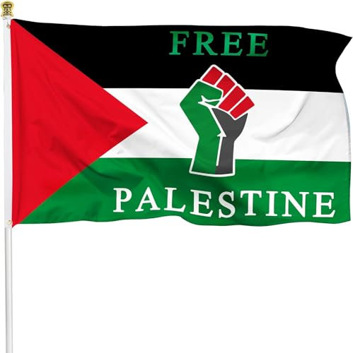 Ainid Bandera de Palestina, Palestina libre, banderas nacionales palestinas de 3 x 5 pies con 2 ojales de latón de poliéster premium (bandera de Palestina gratis)