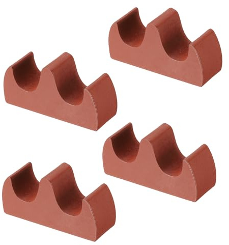 PATIKIL 4pcs Soporte para Pinceles de Caligrafía 2 Puertos Estante de Madera Maciza para Pinceles Chinos de Caligrafía para Almacenamiento Herramienta Rojo