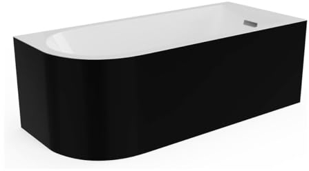 Vente-unique-Vasca angolare 201 litri 150 x 75 x 58 cm Nero brillante Angolo a destra - ANIKA