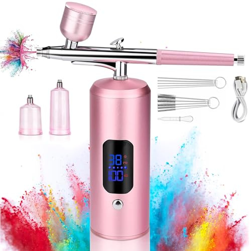 Trådlöst luftborstset: Multifunktion airbrush pistol med 3 trycknivåer för makeup, nageldesign tårtdekoration, tatuering, modellering