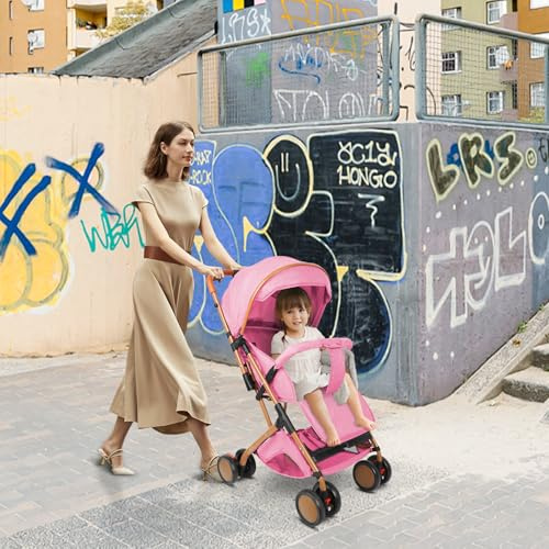 Leichter und kompakter Kinderwagen für Kinder von 0 Monaten bis 4 Jahren, maximale Tragfähigkeit von 25 kg, klappbarer Kinderwagen, verstellbare Rückenlehne, automatisches Zusammenklappen in 1 Stufe