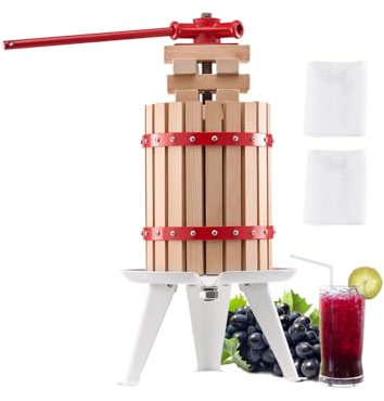 VEVOR Pressoir à Fruits Manuel 6 L, Presse à Vin avec Panier en Bois Massif avec 8 Blocs, Presse-Agrumes avec Poignée, Presse à Jus, Raisin, Cidre de Pomme, Miel pour la Cuisine et la Maison