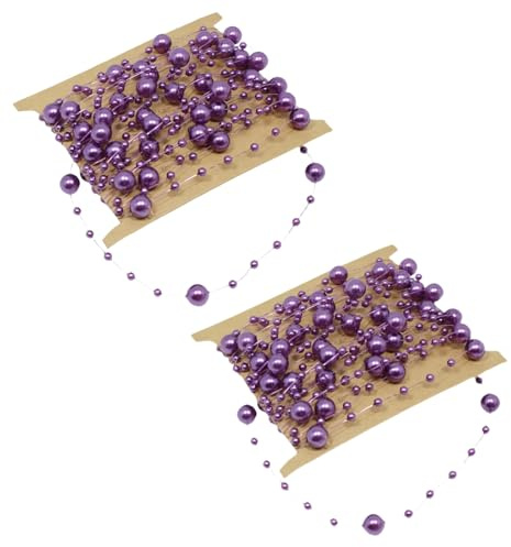 32 Feet (10m) Pearl Garland,Garland Pearl Spool String of Pearls Rose Ribbon String Chain Decorative Beads for Wedding, Party,Christmas Flower Tree and DIY Supplies (Purple)