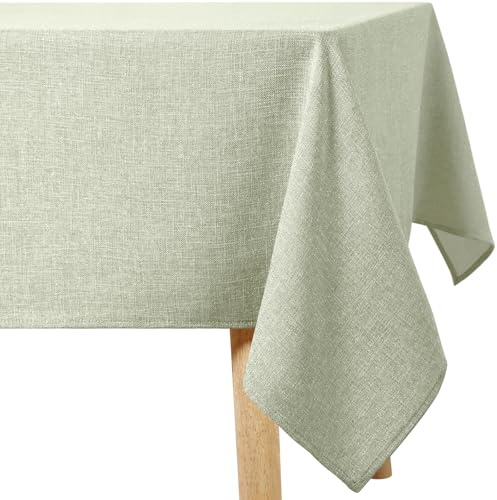 Homaxy Glitzer Tischdecke Abwaschbar Leinenoptik Rechteckig 140x240cm Groß Tischtuch Wasserabweisend mit Lotuseffekt Fleckschutz Tischwäsche für Wohnzimmer, Esszimmer, Party, Hellgrün
