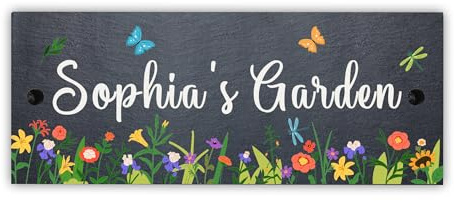 Garden Signs and Plaques for Outside Slate House Signs Slate House Numbers Plaques UV Printed Personalised Plaque Yard Sign Garden Sign Decor Gifts with Wall Fixings(Design 2)