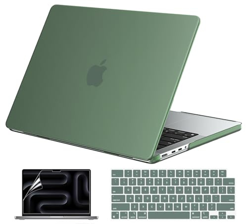 EooCoo Case Compatible with MacBook Pro 14 inch M5 2026-2021 M4 M3 M2 M1 Pro/Max Chip, Matte Grip, Bump-Resistant, Hard Shell Cases with Keyboard Cover, Screen Protector - Midnight Green
