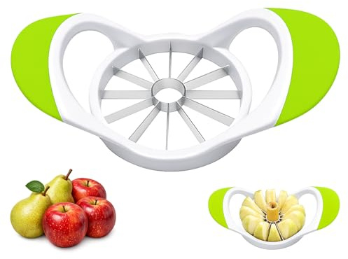Apfelausstecher & Obstschneider mit 12 Edelstahlklingen – Edelstahl Apfelteiler für Äpfel, Birnen – Spülmaschinenfest & Rutschfeste Griffe