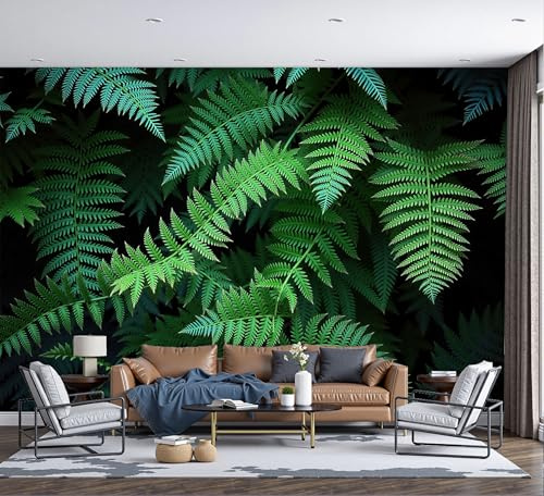 Papels Pintado Panorámico Hojas De Helecho Papel Tapiz Mural Plantas Naturales Estéreo Fondo De TV Papeles De Pared Decoración Del Hogar Papel Tapiz 3D 250x175cm