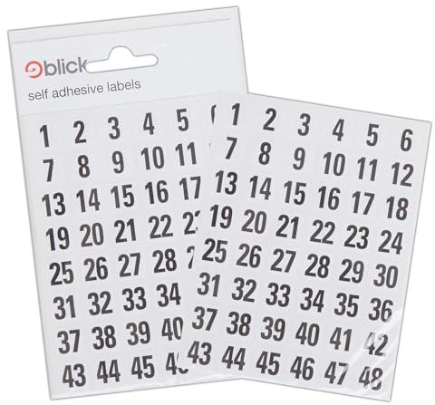 Blick Nummer 00-99 Aufkleber 13mm x 13mm (144 Aufkleber)