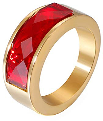 HIJONES Damen Edelstahl Mit GroßEm Stein CZ Ringe Hochzeit Versprechen Gold Rot GrößE 54