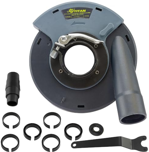 Absaughaube für Winkelschleifer - Staubschutz mit Bürstenkranz für Diamantschleiftopf - für Winkelschleifer bis 180mm - Schnellspannsystem - Titan USSM111-6