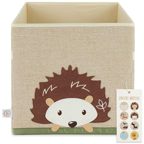 BIECO Scatola Giochi Bambini Pieghevole Riccio 33 x 33 x 33 cm, Capacità Circa 36 l, Kallax Box