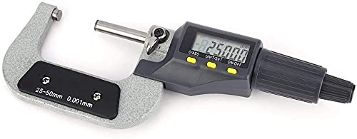 XCC hsj Tool Micrometer, Outside Metric Micrometer, Digital Premium Knurling Ratchet Device, 0.001mm LCD Display Thickness Gauge measuring (Color : 25-50mm)