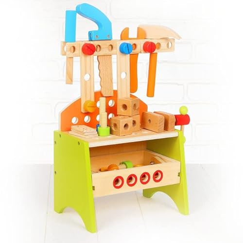 GMMH Établi de jeu pour enfants - Atelier - Table - Jouet - Banc - Boîte à outils en bois