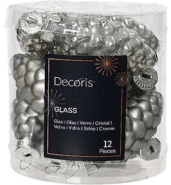 Christbaumschmuck Zapfen Glas 6cm x 12 Stück Weihnachtskugeln Christbaumkugeln Marmorgrau marmor grau - Silbergrau - Silber
