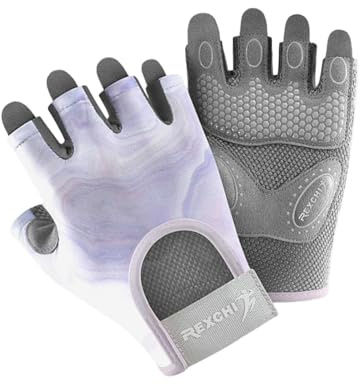 Dickly Sport Halbfingerhandschuhe Radfahren Fahrradhandschuhe Männer Frauen Gym Sport Trainingshandschuhe Fahrradhandschuhe für Rudern Klettern, lila