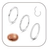 Diamday 3 st näsring kirurgiskt stål för kvinnor näsa piercing smycken