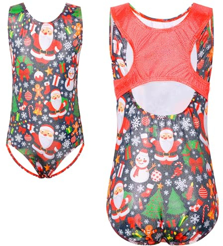 HUAANIUE Body da ginnastica per ragazze senza maniche nero per danza classica con paillettes vestito per bambini abbigliamento sportivo 3-12 anni, 11-12 Years