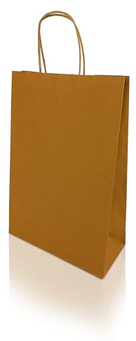 h-Green Papiertragetaschen 220x330x100 mm (25 Stück), tragbare Papiertüten mit 7kg Tragfähigkeit, recycelbare Geschenktüten aus 100% FSC® zertifiziertem Recycling-Kraftpapier, 90g/m², braun gerippt