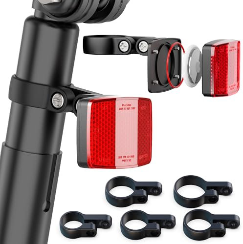 DLENP Reflektoren Fahrradhalterung für Apple Airtag, Air Tag Fahrrad Versteck Halterung Reflektor für Sattelpfosten 22.2-31.8mm, Diebstahlschutz für Rennrad, Mountainbike, E-Bike, Fahrradzubehör