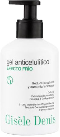 GISÈLE DENIS - Gel Anticelulítico 250 ml, Efecto Frío, Firmeza y Elasticidad, Tratamiento Corporal, con Cafeína, Alcachofa, Ginkgo Biloba, Ginseng y Equiseto, Absorción Inmediata, Fórmula Vegana