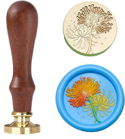 Ychostamp Blomma vax förseglingsstämpel – röd spindellilja sigillstämpel – 25 mm mässing blommig sigill för journalering, bokstäver, poetiska och gotiska konstprojekt