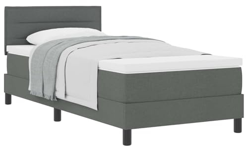 vidaXL Letto a molle con testiera Grigio scuro 90 x 190 cm Tessuto
