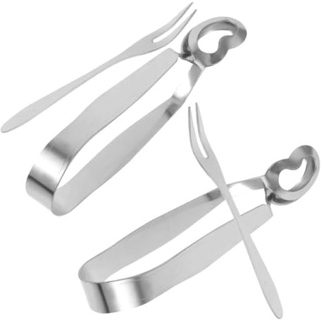 Luxshiny 4 Piezas Juego De Vajilla De Caracol Lengua Para Servir Tenedores De Mariscos Para Caracoles Caracol Caracol Tenedor Herramientas De Cocina Caracoles Plata Acero Inoxidable