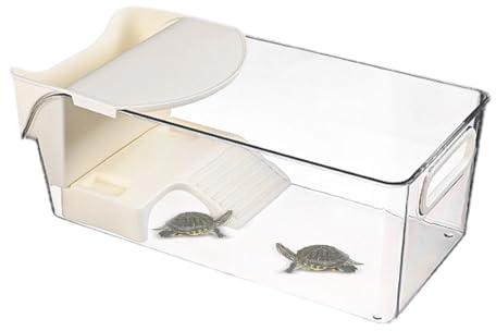Réservoir à tortues - Aquarium de reptiles multifonctionnel, mini enclos d'eau avec zone de baignade, pont de repos surélevé, coin d'alimentation et disposition facile d'accès | Idéal pour les petites